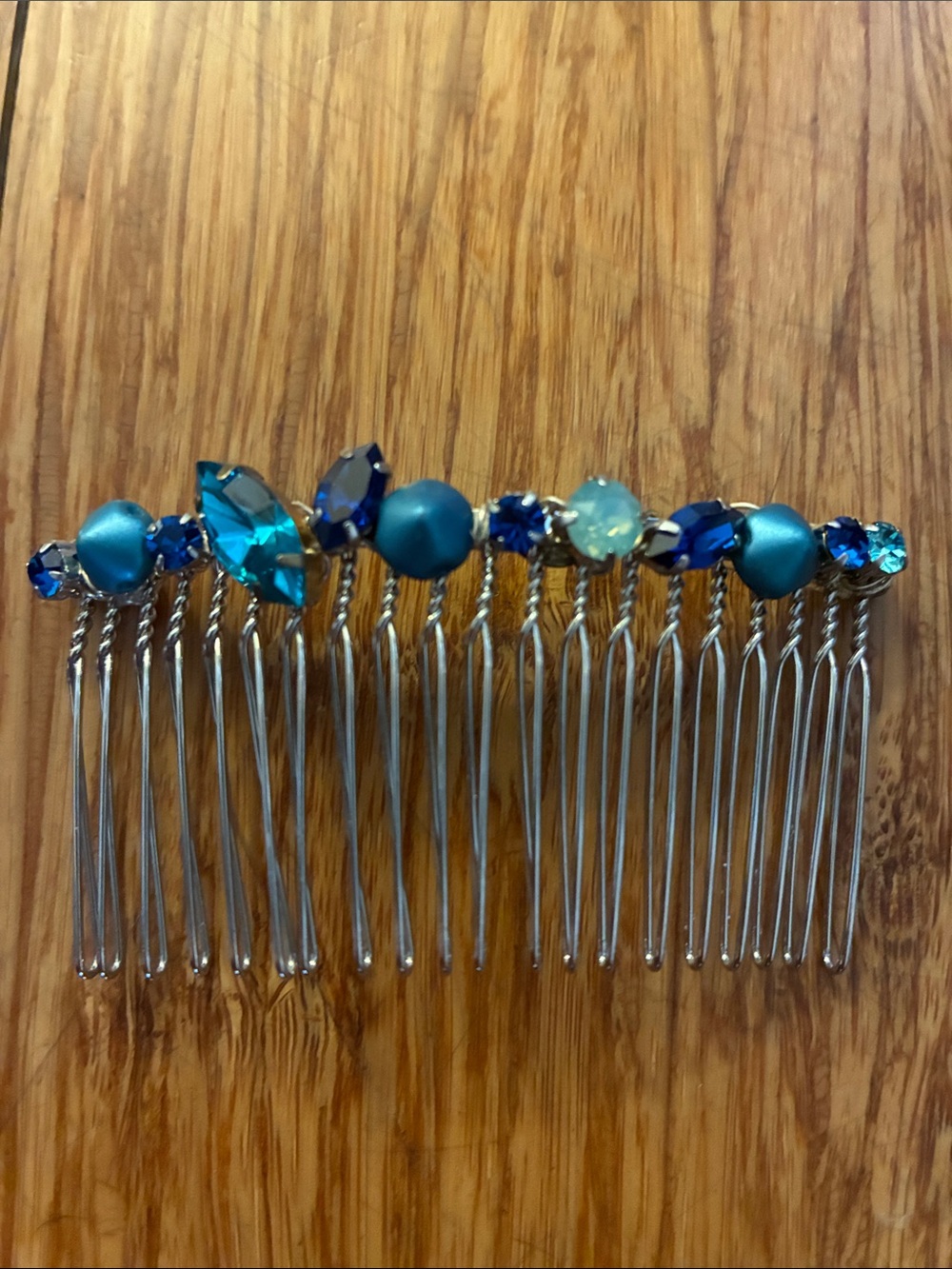 Teal Blue Swarovski Crystal Hair Comb - Hattie Hair Accessory
